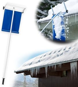 Maplefield Adjustable Roof Snow Rake with Curtain - Great for Clearing Snowy House Roofs - Prevents Ice Build Up - includes Storage Strap (30ft Length) - Roof Rakes for Snow Removal