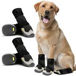 AQH Dog Boots Thermal Long Tube for Dogs with Reflective Straps, Breathable Microfiber Leather Rubber Sole Dogs Paw Protector for Small Medium Large Dog (C, 4#), Black