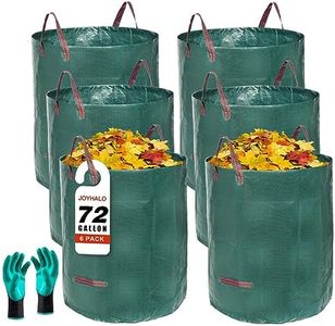 Joyhalo Reusable Yard Waste Bags, 72 Gallon Lawn And Leaf Bags 6 Pack, Heavy Duty Garden Bags With Gardening Gloves, Standable Garden Waste Bags With 4 Handles, Camping Yard Recycling Bags For Leaves