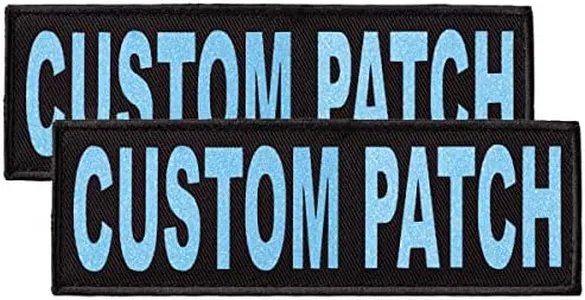 Dogline Custom Patch with Glitter Letters for Dog Vest Harness or Collar Customizable Bling Text Personalized Patches with Hook Backing Name Agility Service Dog ESA 2 Patches Z Blue Text