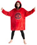 Manchester United FC Fleece Hoodie Blanket for Boys Teenagers One Size Kids Oversized Hoodie Man United Gifts for Boys (Red)