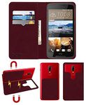 ACM Magic Magnetic 2 in 1 Leather Flip Case/Back Cover Compatible with HTC Desire 828 Mobile Flap Wine Red