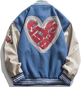 Vamtac Mens Varsity Jacket Women Letterman Baseball Bomber Jackets Vintage Streetwear Jacket Unisex, 01-blue, Medium