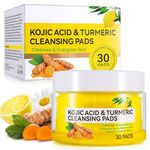 Kojic Acid and Turmeric Pads,Turmeric kojic Acid Pads for Face, Turmeric and Kojic Acid Cleansing Pads,Turmeric Cleansing Pads for Dark spots, Exfoliating, Acne Scars (30 PCS)