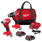 Milwaukee 3610-22CT M18 18V Li-ion Brushless Cordless Compact Hammer Drill/Impact Combo Kit (2-Tool) (New Gen)