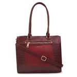 Caprese GIGI SOLID BORDEAUX FAUX LEATHER LARGE SATCHEL HANDBAG