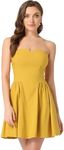 Allegra K Women's Strapless Party Sexy Sweetheart Neck Fit and Flare Mini Dress Mustard Medium