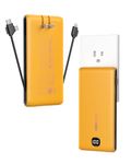 VEEKTOMX Portable Charger 10000mAh, Portable Phone Charger with AC Wall Plug, Travel Essentials Fast Charging USB C Small Battery Pack Compatible with iPhone Samsung LG (Yellow)