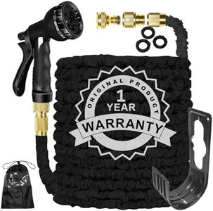 Expandable Garden Hose Pipe 100FT 3 Times Flexible Expanding Magic Lightweight Watering Hose Anti-Leakage with 3/4" 1/2" Solid Brass Fittings 8 Function Spray Nozzle (Black)