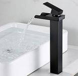 Marcoware Brass Square Bathroom Antique Waterfall Design Single Lever Basin Mixer with Hot & Cold Connection Pipes, Black, Mat Finish