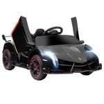 HOMCOM Lamborghini Veneno Licensed 12V Kids Electric Ride On Car with Butterfly Doors, Powered Electric Car with Remote, Music, Horn, Suspension for Ages 3-6 Years - Black