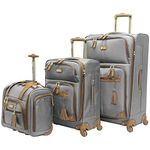 Steve Madden Designer Luggage Collection - 3 Piece Softside Expandable Lightweight Spinner Suitcase Set - Travel Set includes an Under Seat Bag, 20-Inch Carry on and 28-Inch Checked Suitcase, Harlo