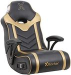 X Rocker 24K Floor Rocker Gaming Chair, with Headrest Mounted Speakers, 2.1 Bluetooth, Recliner with Padded Armrest, 5110501, 36.2" x 20.8" x 31.5", Black with Gold