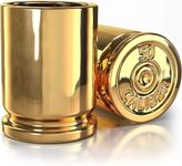 50 Caliber Shot Glasses, Ceramic Gun Shot Glass Set of 4, Bullet Casings Shaped Drinking Glasses, Gift for Men, Father's Day Gift Set