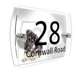 CS Printing House Number Sign Plaque Garden Glass Effect Acrylic Sign Door Plate Marble Wall Display 2 Part Branded Acrylic (German Shepard)