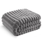 Bedsure Fleece Throw Blanket for Bed - Fluffy Cosy Warm Blankets for Sofa, Soft Cute Double Size Throw Gifts for Women and Girls, Frost Grey, 150x200 cm