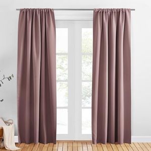 PONY DANCE Rod Pocket Dusty Rose Blackout Curtains for Bedroom - Thermal Insulated Room Darkening Curtain for Living Room, 42 x 84 Inch, 2 Panels