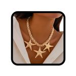 Handcess Chunky Neacklace Gold Star Pendant Necklace Punk Cuba Necklace Chain for Women