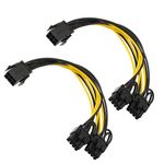 YieJoya (PSU to GPU) PSU 6 Pin to 8 Pin PCIe Adapter Power Cables, 2 Pack 6 Pin to Dual PCIe 8 Pin (6+2) Graphics Card PCI Express 18AWG Y Power Splitter Cable for GPU Mining