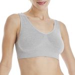 Hanes Women's Cozy Seamless Wirefree Bra, Light Grey Heather, Large