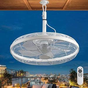 AHAWILL Outdoor Ceiling Fans with Lights, 20'' Gazebo Fan, Plug in Ceiling Fan for Patios, Pergola, Ceiling Fan with Remote Control, Hanging with Hook,White