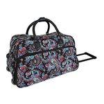 World Traveler Floral Prints 21-inch Carry-on Rolling Duffel Bag, Paisley, 21-Inch, Floral Prints 21-inch Carry-on Rolling Duffel Bag