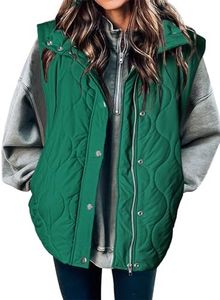 EVALESS Casual Cropped Puffer Vest Women Plus Size Lightweight Quilted Stand Collar Sleeveless Jackets Fall Winter 2025 Button Zip Up Warm Coat Outerwear with Pockets Green XX-Large
