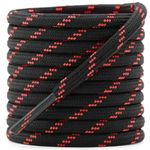 DELELE Round Work Boot Laces: Heavy Duty Hiking Shoe Laces for Boots 2 Pair, 03 Black Red, 47 inch (120CM)