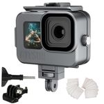 FitStill 197FT/60M Aluminum Alloy Waterproof Case for Go Pro Hero12/Hero11/Hero10/ Hero9 Black,with 2 Cold Shoe Protective Underwater with Bracket Action Camera Accessories