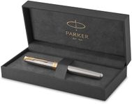 Parker Sonnet Fountain Pen | Stainless Steel with Gold Trim | Medium Nib | Gift Box