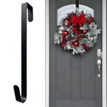 Kukigo Wreath Hangers for Front Door,31cm Christmas Wreath Hanger Door Wreath Hook Door Hanger, Door Wreath Garland Hanger Metal Wreath Holder for Valentines Day Easter Front Door Decorations (Black)