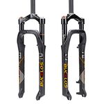 BUCKLOS 26 x 4.0 inch Fat Bike Tire Air Suspension Fork 120mm Travel, Spacing Hub 135mm 28.6mm Straight Tube Crown Lockout 9mm QR Ultralight Front Forks, fit Snow Beach Mountain Bike Black