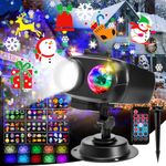 B-right Christmas Halloween Projector Lights Outdoor Indoor:12 HD Slide Patterns Snowflake Projection Lights,8V Timer Wireless Remote for Christmas Birthday Party Decorations (15W IP44 Waterproof)