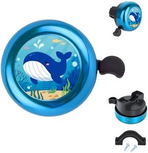 MZELQ Bicycle Bell Cute Clear Sound Adjustable Size Aluminum Bike Accessories Bell Ring for Girls Women Kids Adults, Blue (Whale Pattern)