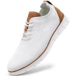 LEZTA Men's Casual Dress Sneakers Business Lightweight Oxfords Arch Support Walking Shoes(White C Size 8)