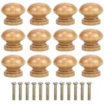 Jinlaili 12PCS Wooden Cabinet Knobs, 28MM Round Vintage Drawer Knobs, Drawer Pull Handle,Kitchen Cabinet Cupboard Door Drawer Pull Knob, Door Pulls with Screws for Cupboard Wardrobe Furniture