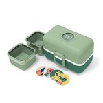 monbento - Kids Lunch Box MB Tresor Green Forest - Cute Bento Box with 3 Compartments - Ideal for Lunches or Snacks at School/Park - BPA Free - Food Grade Safe - Green