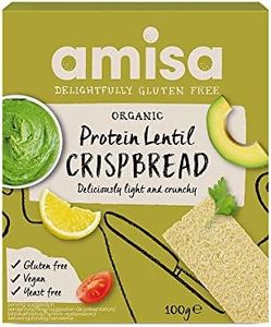 Amisa Organic Gluten Free Protein Lentil Crispbread, 100g - Yeast & Gluten Free, Low Carb Snacks - Plant-Based Protein, Vegan
