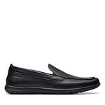 Clarks Collection Men's Flexway Step Moccasin, Black Leather, 8.5 Wide US