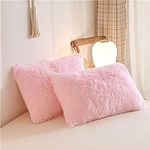 HAIHUA Faux Fur Pink Fluffy Pillow 