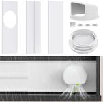 Portable AC Window Vent Kit with 5.1" & 5.9" Universal Hose Adapter, YJHome Air Conditioner Window Seal Kit with Reinforced Plates, Rain Cover, Portable Air Conditioner Window Kit for Sliding Window