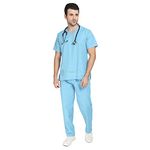 IS IndoSurgicals Unisex Scrub Suit for Surgeons, Hospital OT Dress (L, Light Blue)