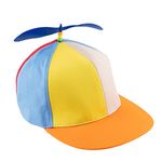 Framendino, Orange Flat Brim Adult Rainbow Propeller Hat Helicopter Top Hats Detachable Baseball Cap