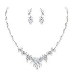 EleQueen Cubic Zirconia Wedding Bridal Jewelry Sets for Brides Bridesmaids, Elegant Leaf Vine Teardrop Necklace Earrings Set for Women Accessories