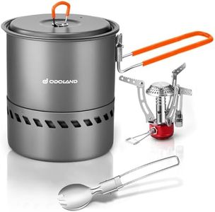 Odoland Multi-PCS Kit de Casseroles Camping, Ustensiles de Cuisine À Suspendre en Alliage d'Alu, Légère, Durable et Compact avec Tasse, Fourchette et cuillère pour Randonnée/Outdoor/Pique-Nique