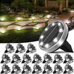 nipify 18 Pack Solar Ground Lights Outdoor, 8 LED Solar Lights Outdoor Waterproof Flat Solar Pathway Lights for Yard Garden Walkway Deck Patio Landscape Lawn Driveway (Cool White)