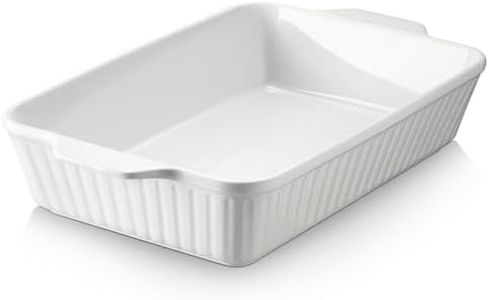 DOWAN Casserole Dish, 9x13 Ceramic Baking Dish, Large Lasagna Pan Deep for Oven, 4.2 Quarts Baking Pan with Handles, Oven Safe and Durable Bakeware for Lasagna, Home Decor, Christmas Gift, White