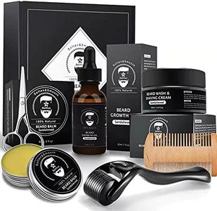 Beard Grooming Kit,Beard Growth Care Kit for Beard Rapid Growth and Density,Beard Growth Activator Serum &Beard Balm &Beard Cleanse, Beard Comb &Scissor for Men Sandalwood Scent