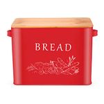 Herogo Bread Bin, Metal Bread Box with Wooden Lid for Cutting Bread Board, Extra Large Bread Holder Holds Large Loaf, Space Saving Bread Storage for Kitchen Countertop, 33x18x24.5cm