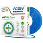 KEI CONFLAME GREEN PLUS 1 sqmm 1 Core, 99.97% Pure Copper Conductor,Flame Retardant Low Smoke & Halogen - Lead Less Insulation House Wire for Domestic & Industrial Electrical Wiring (Blue, 90 Meters)